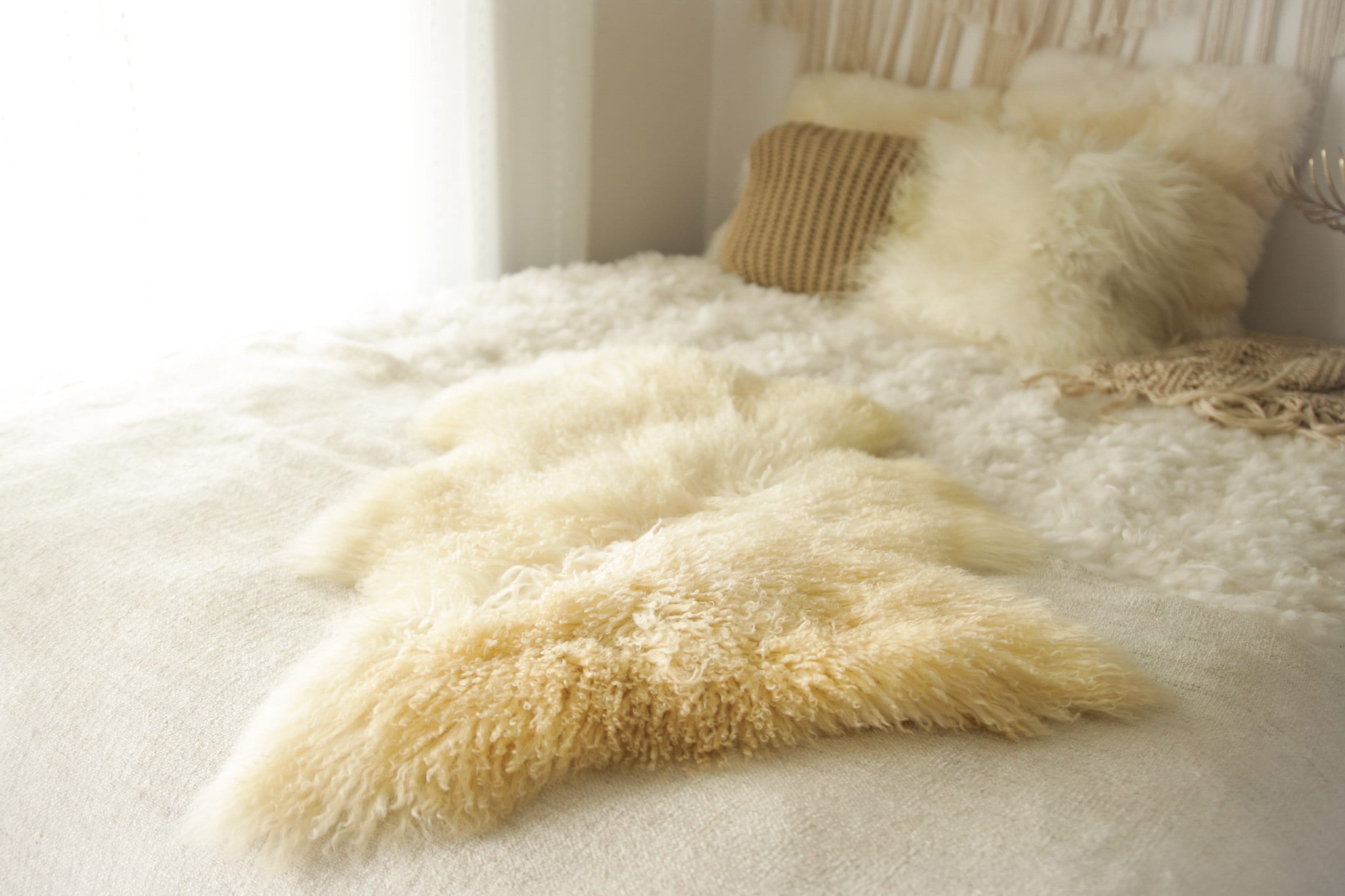 Real Sheepskin Rug Genuine Rare Gotland Sheepskin Rus Curly Fur Rug