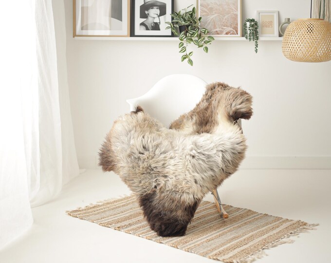 Real Sheepskin Rug Shaggy Rug Chair Cover Scandinavian Home Sheepskin Throw Sheep Skin Ivory Brown Sheepskin Home Decor Rugs #Mher104