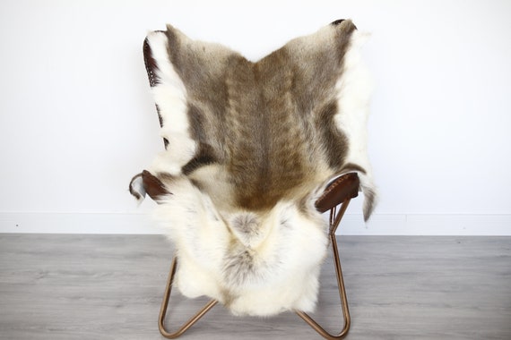 Reindeer Hide | Reindeer Rug | Reindeer Skin | Throw XXL EXTRA LARGE - Scandinavian Style Christmas Decor Brown White Hide #Ire20