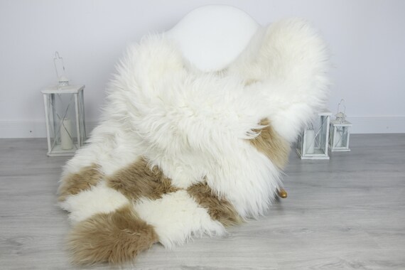Real Sheepskin Rug Shaggy Rug Chair Cover Sheepskin Throw Sheep Skin Beige White Sheepskin Home Decor Rugs #7her55