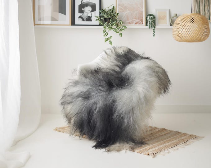 Real Icelandic Sheepskin Rug Scandinavian Home Decor Sofa Sheepskin throw Chair Cover Natural Sheep Skin Rugs Gray Black #IS187