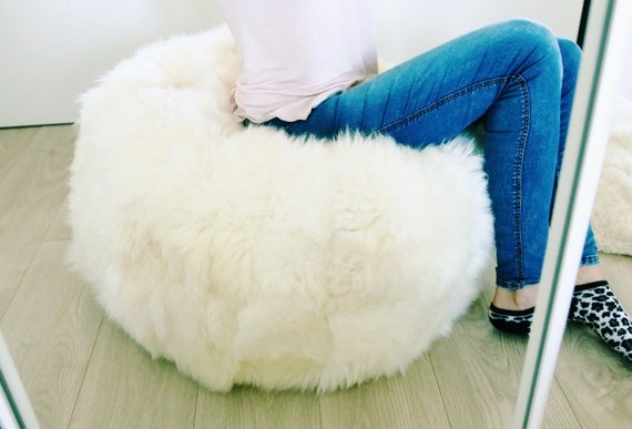 Sheepskin Beanbag White | Sheepskin Bean Bag | Sheepskin Pouf | Bean Bag Huge Bean Bag Furry Bean Bag | Bean Bag | Beanbag