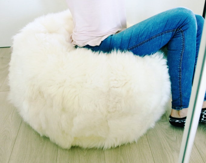 Sheepskin Beanbag White | Sheepskin Bean Bag | Sheepskin Pouf | Bean Bag Huge Bean Bag Furry Bean Bag | Bean Bag | Beanbag