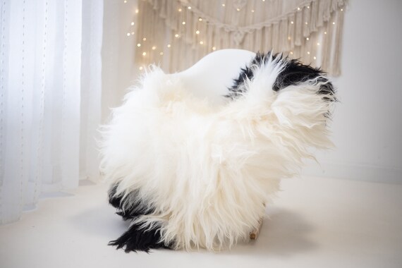 Real Icelandic Sheepskin Rug Scandinavian Decor Sofa Sheepskin throw Chair Cover Natural Sheep Skin Rugs Blanket Black White #Iceland681