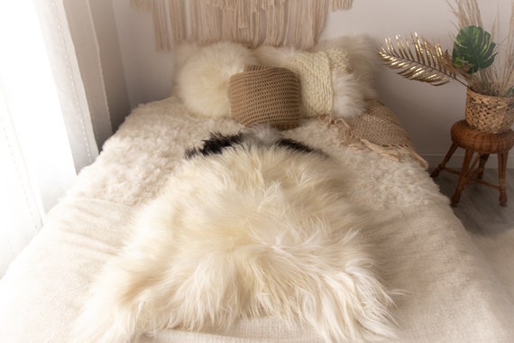 Real Icelandic Sheepskin Rug Scandinavian Decor Sofa Sheepskin throw Chair Cover Natural Sheep Skin Rugs black white Blanket Fur Rug #Miesz8