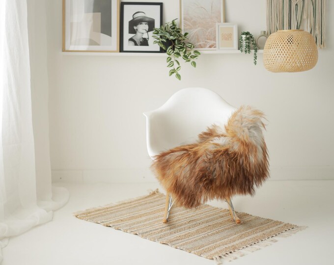 Real Icelandic Sheepskin Rug Scandinavian Decor Sofa Sheepskin throw Chair Cover Natural Sheep Skin Rugs Gray Brown #Iceland1679