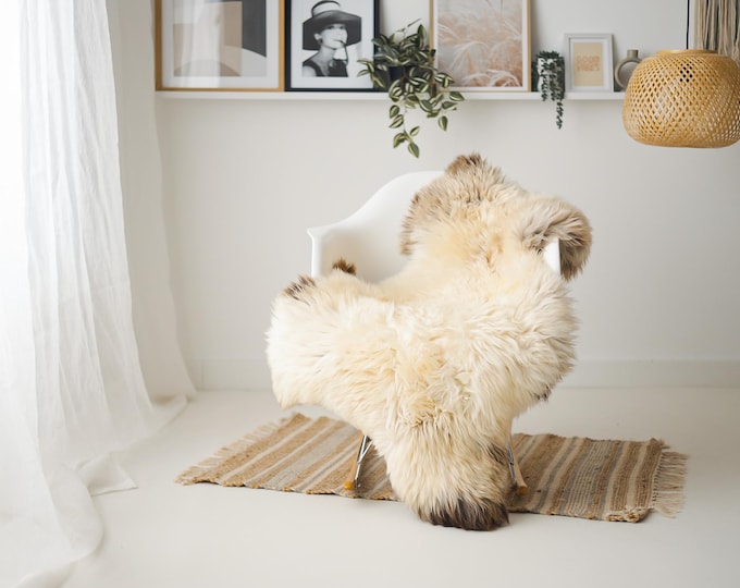 Real Sheepskin Rug Shaggy Rug Chair Cover Scandinavian Home Sheepskin Throw Sheep Skin Ivory Brown Sheepskin Home Decor Rugs #Mher199