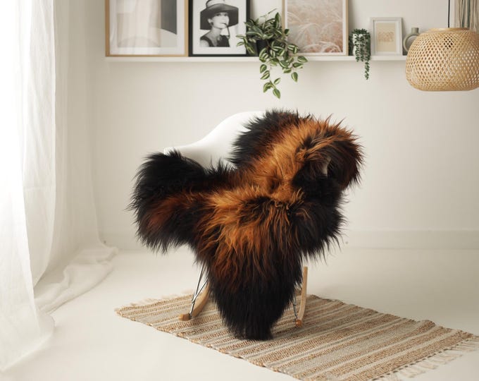 Real Icelandic Sheepskin Rug Scandinavian Decor Sofa Sheepskin throw Chair Cover Natural Sheep Skin Rugs Brown Black #IS258
