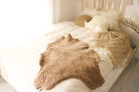 Real Sheepskin Rug Shaggy Rug Chair Cover Sheepskin Throw Sheep Skin Champagne Sheepskin Scandinavian Home Decor Rugs #Roz8