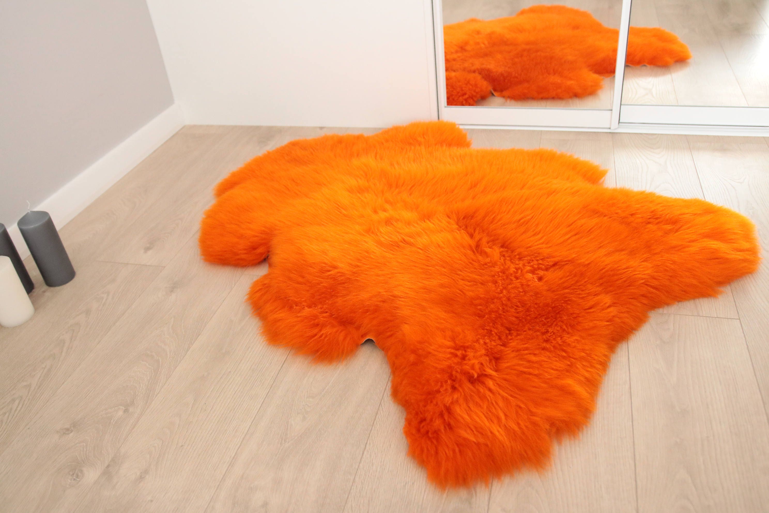 Genuine Natural Orange Sheepskin Rug Sheepskin Throw Scandinavian Style