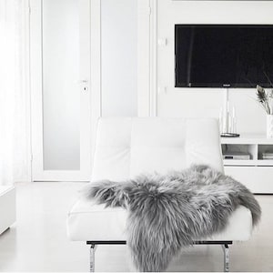 ON SALE Icelandic Sheepskin | Real Sheepskin Rug | Icelandic Sheepskin rug | Gray Sheepskin | Shaggy Rug | Gray rug