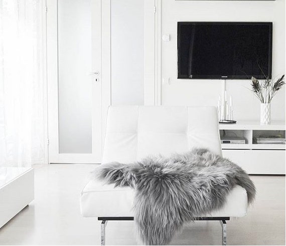 ON SALE Icelandic Sheepskin | Real Sheepskin Rug | Icelandic Sheepskin rug | Gray Sheepskin | Shaggy Rug | Gray rug