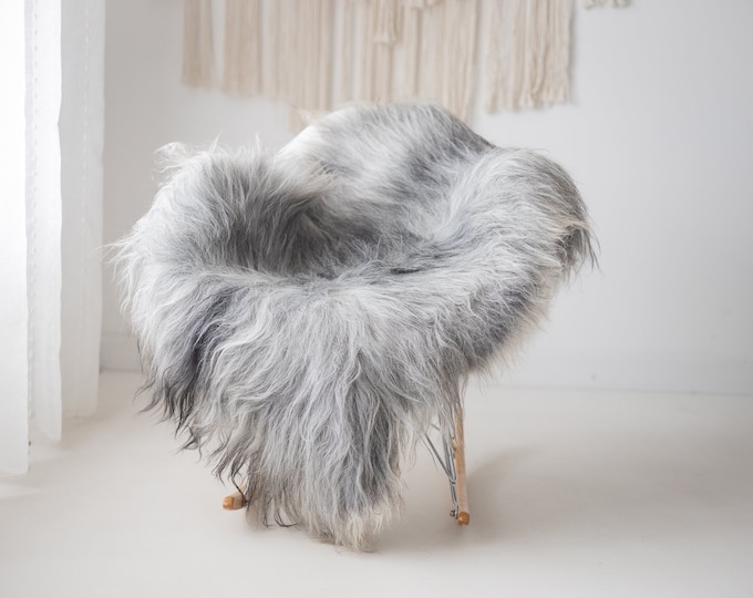 Real Icelandic Sheepskin Rug Scandinavian Home Decor Sofa Sheepskin throw Chair Cover Natural Sheep Skin Rugs Gray Black #Iceland973