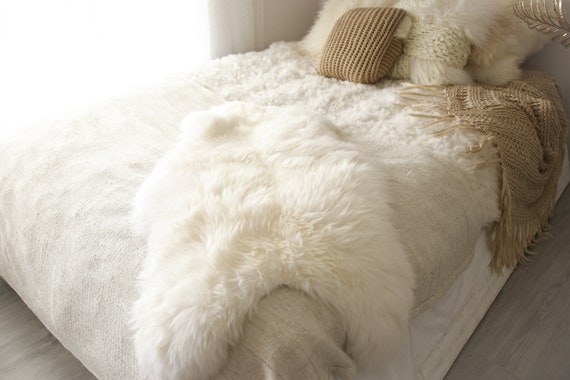 ON SALE Real, Natural, Genuine Creamy White Sheepskin Rug Scandinavian Design - 3 SIZES!