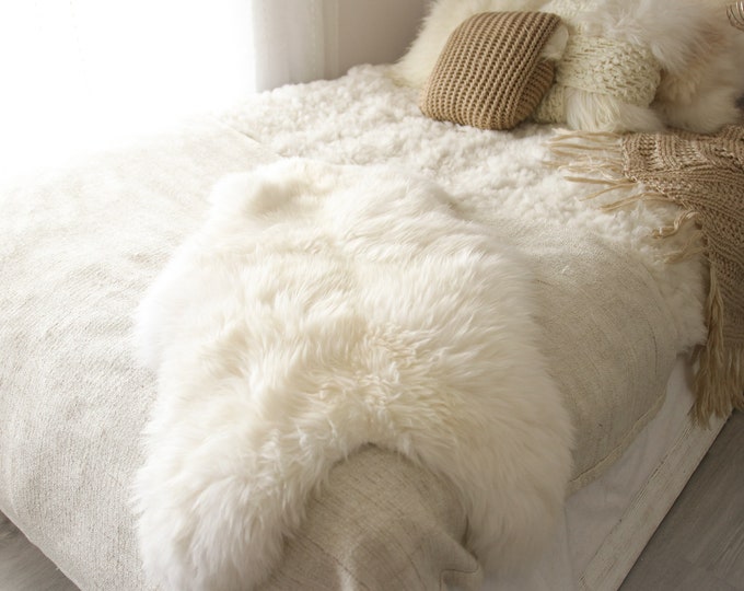 ON SALE Real, Natural, Genuine Creamy White Sheepskin Rug Scandinavian Design - 3 SIZES!