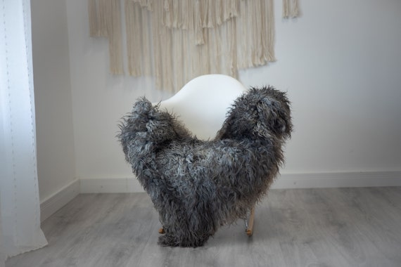 Real Sheepskin Rug Genuine Rare Gotland Sheepskin Rus - Curly Fur Rug Scandinavian Sheep skin - Gray Sheepskin #G27