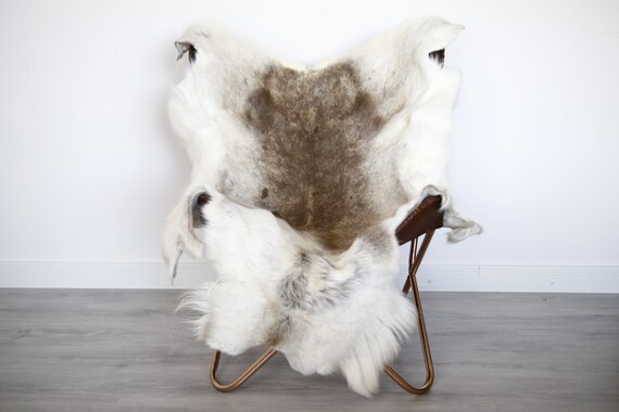 Reindeer Hide | Reindeer Rug | Reindeer Skin | Throw XXL EXTRA LARGE - Scandinavian Style Christmas Decor Brown White Hide #Ire23