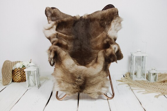 Reindeer Hide | Reindeer Rug | Reindeer Skin | Throw XXL EXTRA LARGE - Scandinavian Style Christmas Decor Brown White Hide #Kre20
