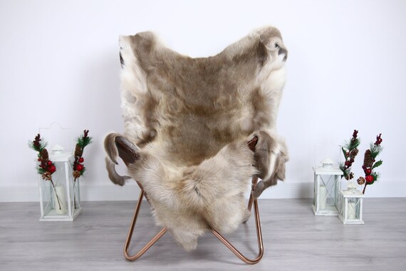Reindeer Hide | Reindeer Rug | Reindeer Skin | Throw - Scandinavian Style #ERE1 140X120 | Christmas Decor |