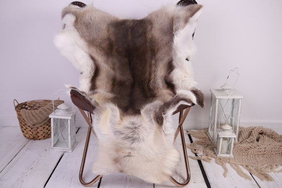 Reindeer Hide | Reindeer Rug | Reindeer Skin | Throw XXL EXTRA LARGE - Scandinavian Style Christmas Decor Brown White Hide #Lre6