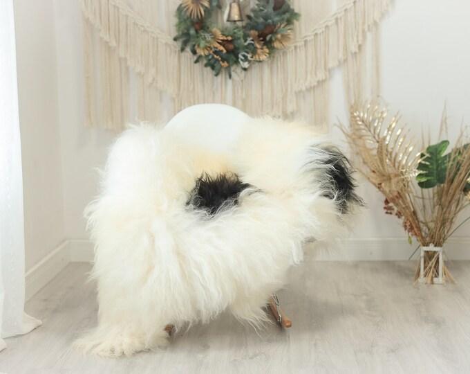 Real Icelandic Sheepskin Rug Scandinavian Decor Sofa Sheepskin throw Chair Cover Natural Sheep Skin Rugs Ivory Black #Iceland103
