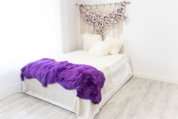Double Purple Merino Sheepskin Rug | Long rug | Shaggy Rug | Chair Cover | Area Rug | Purple Rug | Carpet | Purple Throw | Sheep Skin