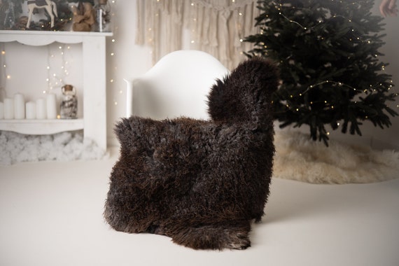 Real Sheepskin Rug Genuine Rare Gotland Sheepskin Rus - Curly Fur Rug Scandinavian Sheep skin - Curly Rug Gray Sheepskin #G65