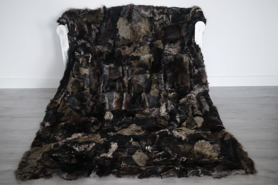 Luxurious Toscana Sheepskin Real Fur Throw | Real Fur Blanket | Sheepskin throw | Scandinavian Decor Sofa Sheepskin Sheep Skin Blanket Fu994