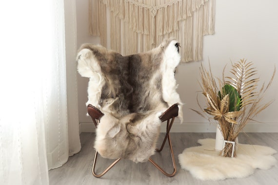 Reindeer Hide | Reindeer Rug | Reindeer Skin | Throw XXL EXTRA LARGE - Scandinavian Style Christmas Decor Brown White Hide #Sre10