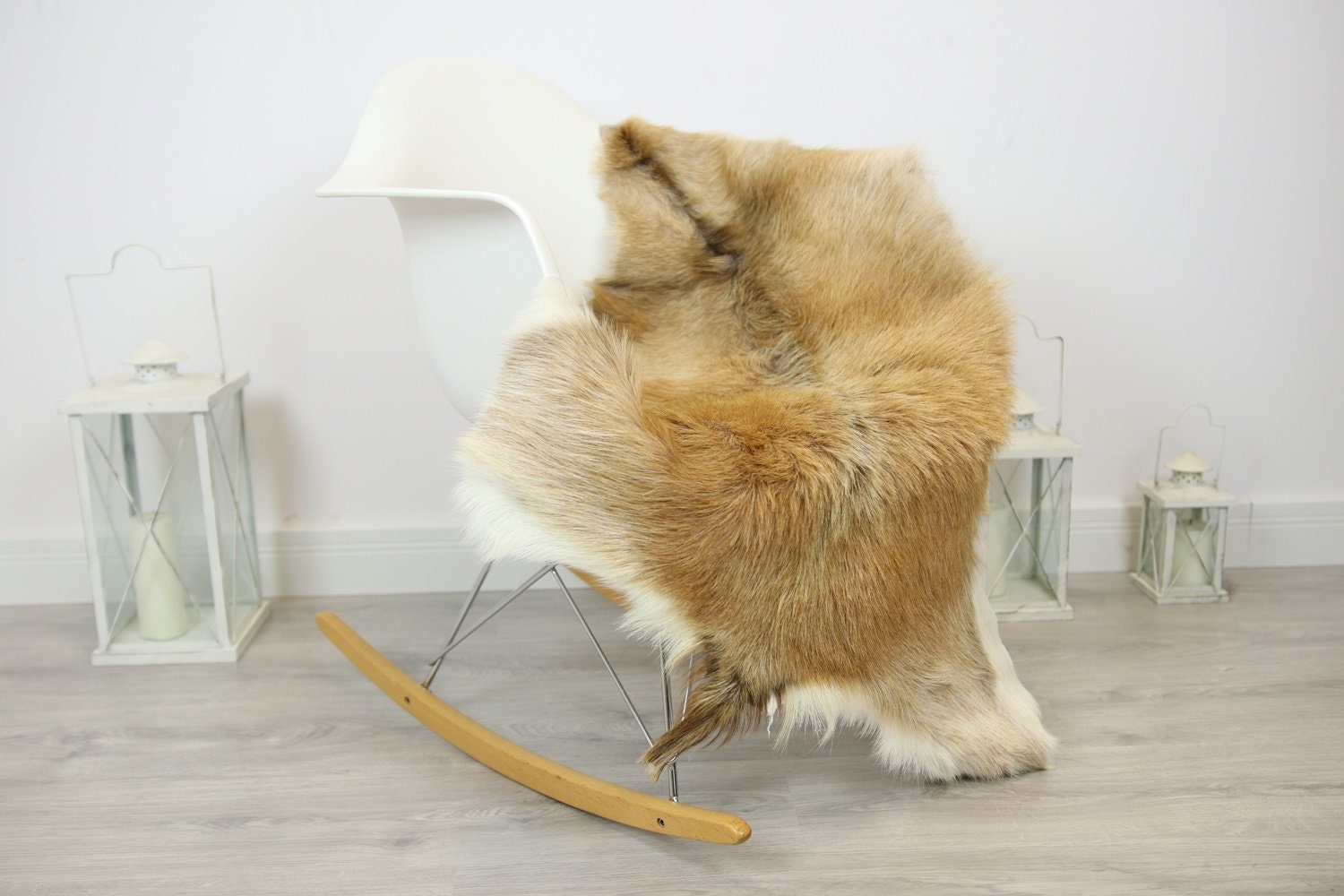 Natural real Goatskin rug, Goat Hide Goat Rug Sand color Goat28