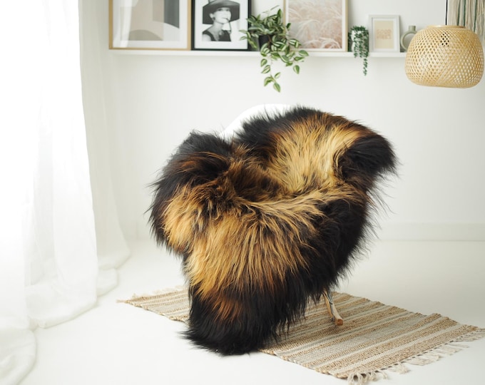 Real Icelandic Sheepskin Rug Scandinavian Decor Sofa Sheepskin throw Chair Cover Natural Sheep Skin Rugs Brown Black #IS66