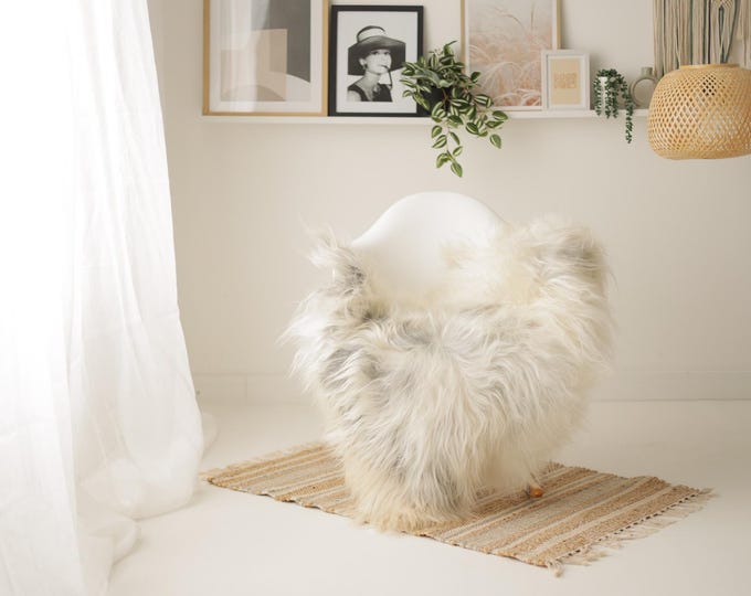 Real Icelandic Sheepskin Rug Scandinavian Decor Sofa Sheepskin throw Chair Cover Natural Sheep Skin Rugs Gray White #Iceland1624