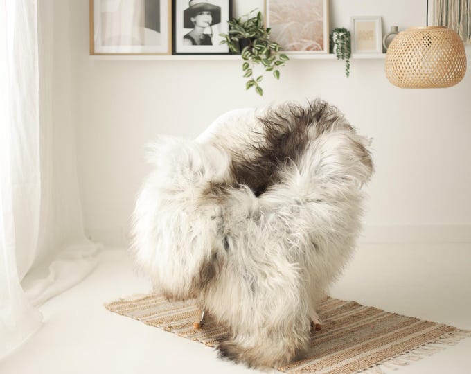 Real Icelandic Sheepskin Rug Scandinavian Decor Sofa Sheepskin throw Chair Cover Natural Sheep Skin Rugs Gray Black #IS272