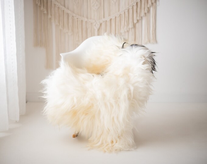 Real Icelandic Sheepskin Rug Scandinavian Home Decor Sofa Sheepskin throw Chair Cover Natural Sheep Skin Rugs Ivory Black #Iceland786