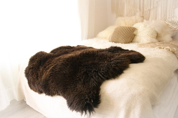ON SALE Double Sheepskin Rug | Shaggy Rug | Chair Cover | Area Rug | Square Sheepskin Rug LUSZY5