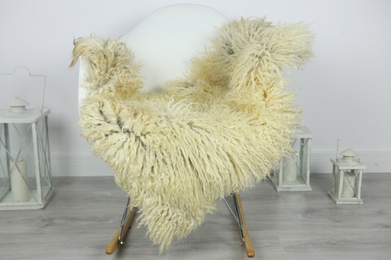 Genuine Rare Tuscan Lamb Sheepskin Rug - Curly Fur Rug - Natural Sheepskin - Ivory Sheepskin | #CURLY18