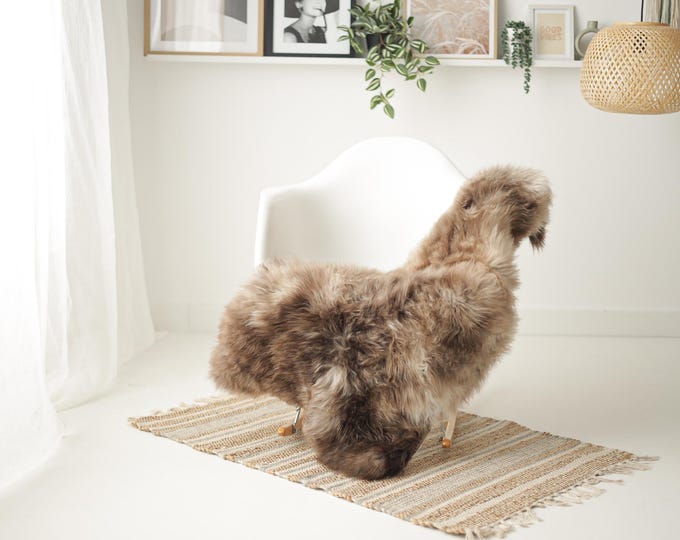 Real Sheepskin Rug Shaggy Rug Chair Cover Scandinavian Home Sheepskin Throw Sheep Skin Ivory Brown Sheepskin Home Decor Rugs #Mher118