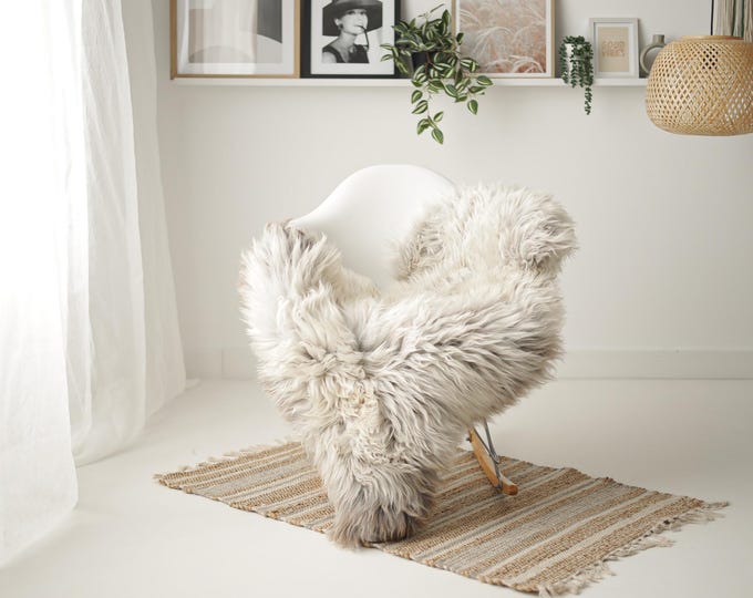 Real Sheepskin Rug Shaggy Rug Chair Cover Scandinavian Home Sheepskin Throw Sheep Skin Ivory Gray Sheepskin Home Decor Rugs #Mher102