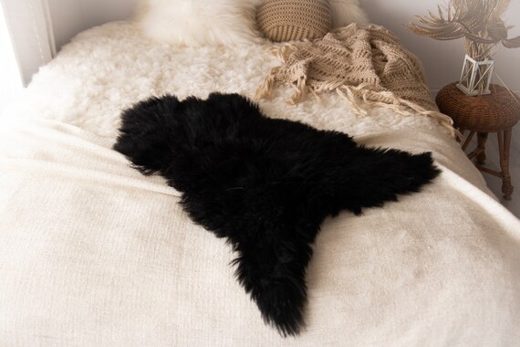 Real Sheepskin Rug Shaggy Rug Chair Cover Sheepskin Throw Sheep Skin Black Sheepskin Scandinavian Home Decor Rugs #Nuher13