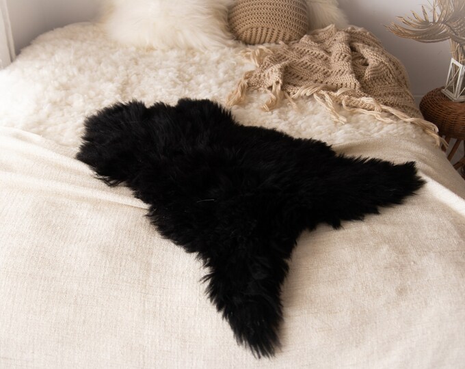 Real Sheepskin Rug Shaggy Rug Chair Cover Sheepskin Throw Sheep Skin Black Sheepskin Scandinavian Home Decor Rugs #Nuher13