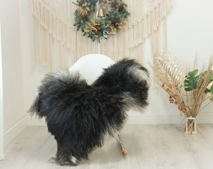 Real Icelandic Sheepskin Rug Scandinavian Decor Sofa Sheepskin throw Chair Cover Natural Sheep Skin Rugs Black Gray #Iceland100