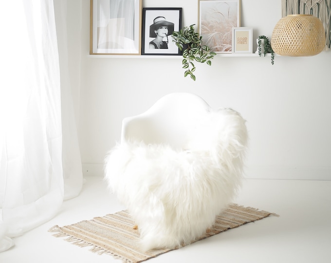 Real Icelandic Sheepskin Rug Scandinavian Decor Sofa Sheepskin throw Chair Cover Natural Sheep Skin Rugs Ivory Brown #Iceland1590