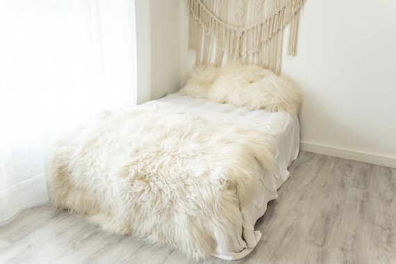 Exclusive Genuine Natural Rare Icelandic Sheepskin Rug, Pelt, Soft Long Fur Sheepskin Throw Scandinavian Decor Sexto 4POL10