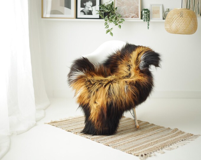 Real Icelandic Sheepskin Rug Scandinavian Decor Sofa Sheepskin throw Chair Cover Natural Sheep Skin Rugs Brown Black #IS64