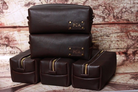 HANDMADE Men's Leather Toiletry Case Dopp Kit Shaving Bag OOAK Groomsmen Present Groomsman Gift Wedding Groom FREE Shipping worldwide