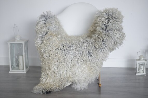 Real Sheepskin Rug Genuine Rare Gotland Sheepskin Rus - Curly Fur Rug Scandinavian Sheepvskin - Gray Sheepskin #1got5