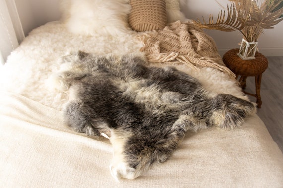 Real Sheepskin Rug Shaggy Rug Chair Cover Sheepskin Throw Sheep Skin Gray Sheepskin Home Decor Rugs Sheep skin Grey #Nugut14