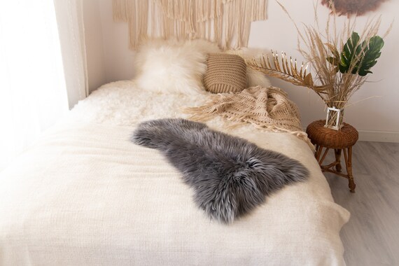 Real Sheepskin Rug Shaggy Rug Chair Cover Sheepskin Throw Sheep Skin Gray Sheepskin Home Decor Rugs #Nuher2