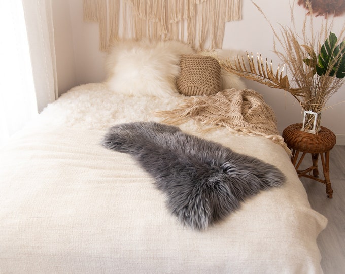 Real Sheepskin Rug Shaggy Rug Chair Cover Sheepskin Throw Sheep Skin Gray Sheepskin Home Decor Rugs #Nuher2