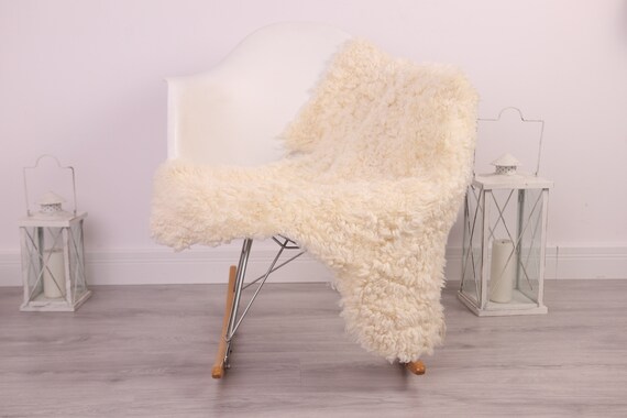 Real Sheepskin Rug Genuine Rare Gotland Sheepskin Rus - Curly Fur Rug Scandinavian Sheepvskin - White Sheepskin #4Margo11